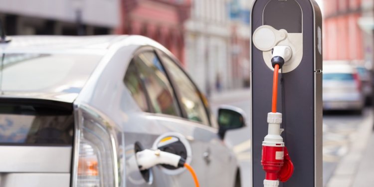 An electric car charging