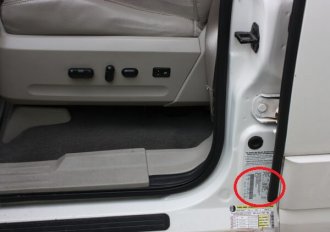 sticker on vehicle door jamb